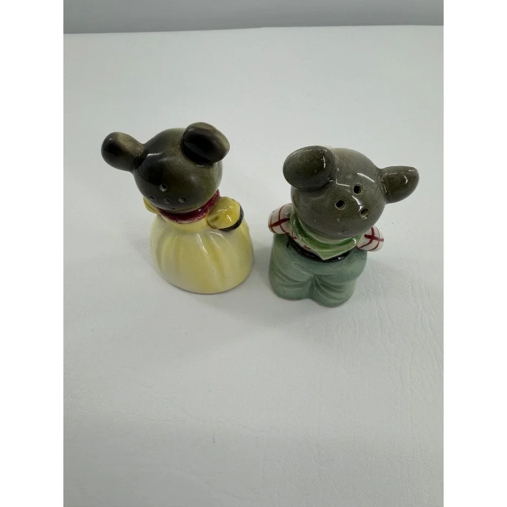 Salt and Pepper Shakers Vintage Japan Mice Set Boy and Girl Anthropomorphic MCM